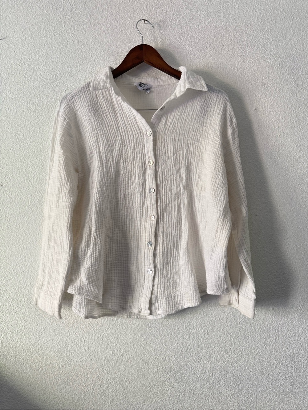 Princess Polly Mahalia White Cotton Button Up Shirt Size 8 Coastal Clean Girl - Picture 16 of 16
